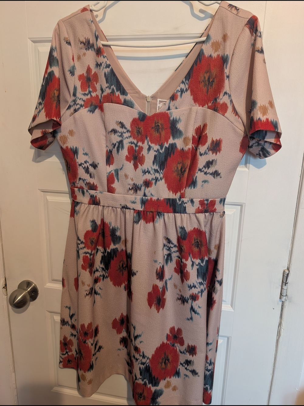 Pink Martini Blush Pink Mini Dress with Red Floral Print